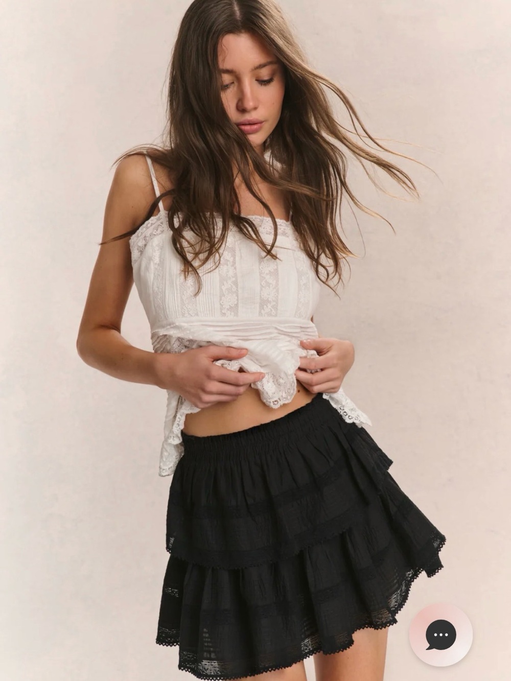 Love Shack Fancy Ruffle Mini Skirt NWT Black P 00